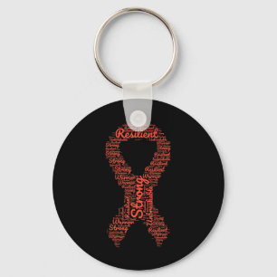 Awareness Month Orange Ribbon With Words Keychain