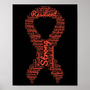 Awareness Month Orange Ribbon With Words Poster
