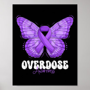 Awareness Month Purple Ribbon Butterfly  Poster
