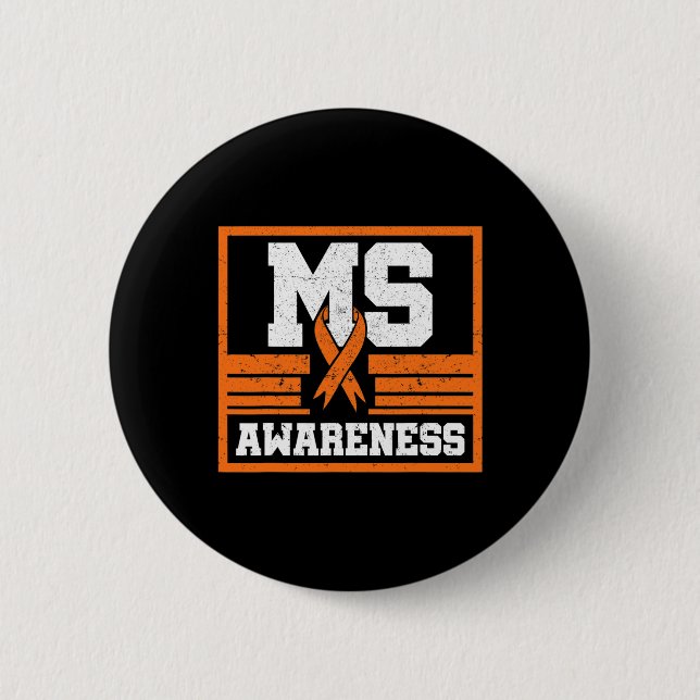 Awareness Multiple Sclerosis Orange Autoimmune Dis 2 Inch Round Button (Front)