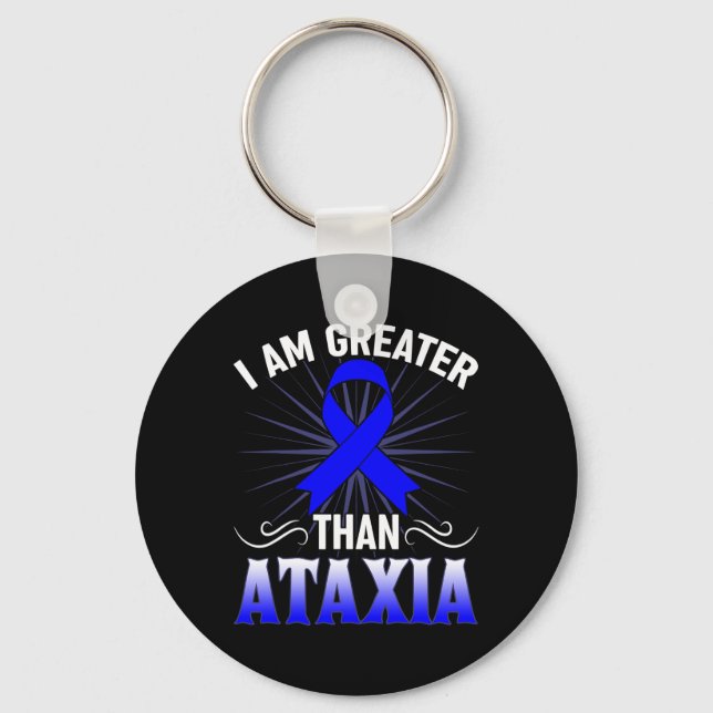 Awareness Neurological Sign Hemiataxia Blue Ribbon Keychain (Front)