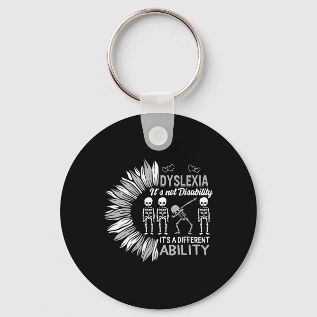 Awareness Not Disability Different Dabbing Skeleto Keychain (Front)