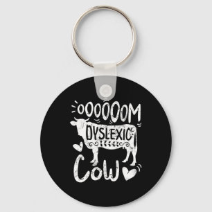 Awareness Oooom Dyslexic Cow Reading Learning Farm Keychain