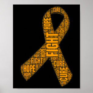 Awareness Orange Fight Hope Cure Ribbon  Poster