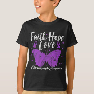 Awareness Purple Butterfly Fibro Warrior Grunge  T-Shirt