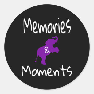 Awareness Purple Elephant Support Memories Moments Classic Round Sticker