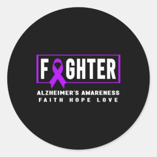 Awareness - Purple Heimer’s Fighter Classic Round Sticker