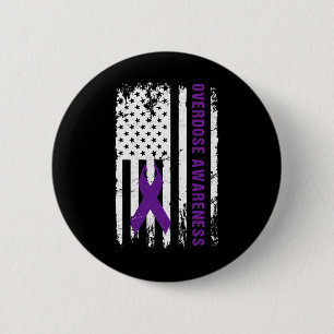 Awareness Purple Ribbon Addiction Recovery  2 Inch Round Button