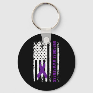 Awareness Purple Ribbon Addiction Recovery Keychain