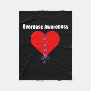 Awareness Purple Ribbon Broken Heart Grief Fleece Blanket
