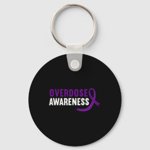 Awareness Purple Ribbon Drug Addiction Recovery Keychain