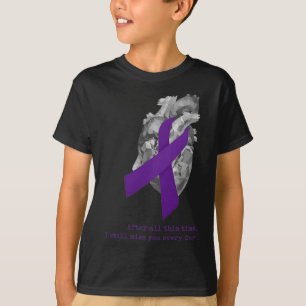 Awareness Purple Ribbon Heart Miss You  T-Shirt