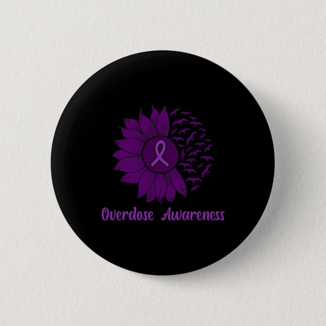 Awareness Purple Sunflower  2 Inch Round Button (Front)
