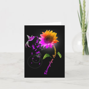 Awareness Purple Sunflower Hummingbird Card