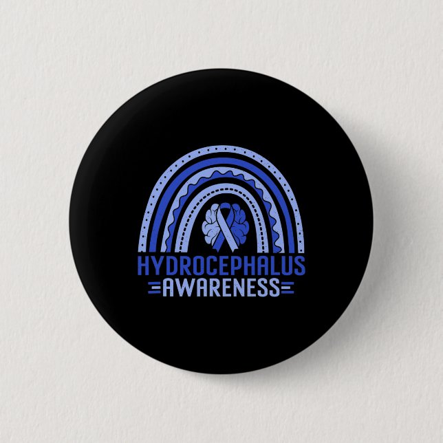 Awareness Rainbow Blue Ribbon Warrior Support  2 Inch Round Button (Front)