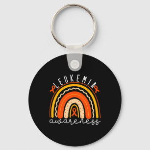 Awareness Rainbow Leukaemia Support Orange Ribbon Keychain