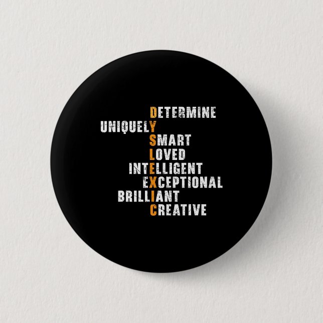 Awareness Reading Disorder Learning Disability 2  Inch Round Button (Front)