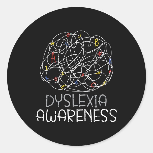 Awareness Reading Disorder Learning Disability  Classic Round Sticker (Front)