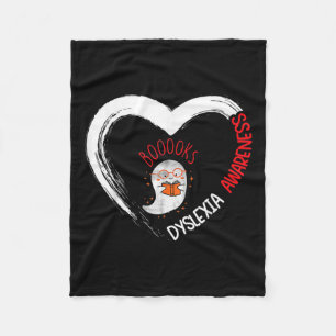 Awareness Reading Heart Wear Red Cute Ghost Book  Fleece Blanket