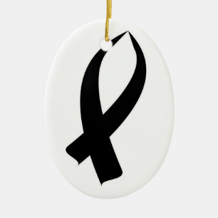 Awareness Ribbon Black Ceramic Ornament