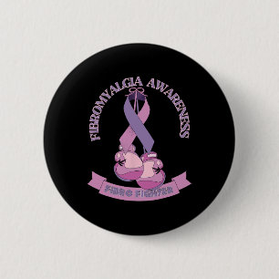 Awareness Ribbon Boxing Gloves Fibro Fighter  2 Inch Round Button