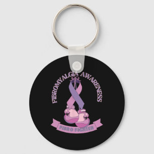 Awareness Ribbon Boxing Gloves Fibro Fighter  Keychain