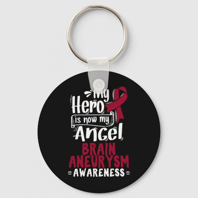 Awareness Ribbon Brain Aneurysm  Keychain (Front)