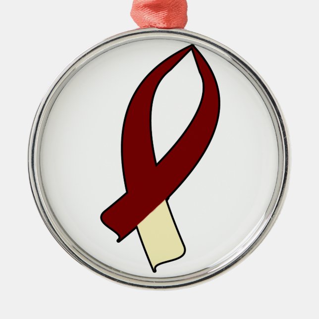 Awareness Ribbon (Burgundy & Cream) Metal Ornament (Front)
