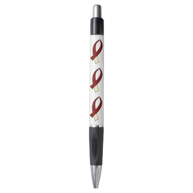 Awareness Ribbon (Burgundy & Cream) Pen (Front Vertical)