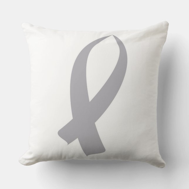 Awareness Ribbon (Grey) Throw Pillow (Front)