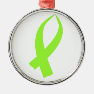 Awareness Ribbon (Lime Green) Metal Ornament