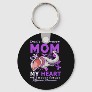 Awareness Ribbon My Heart Will Never Forget Mom Keychain