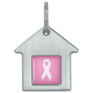 Awareness Ribbon on Pink Pet Name Tag