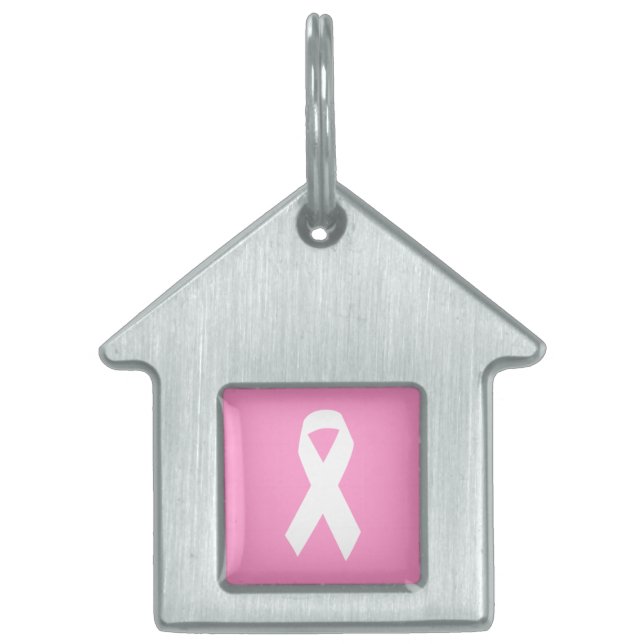 Awareness Ribbon on Pink Pet Name Tag (Front)