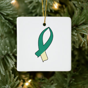 Awareness Ribbon (Teal & Cream) Badge Holder Ceramic Ornament