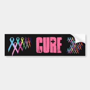 Awareness Ribbons Cure Bumper Sticker - Black 1