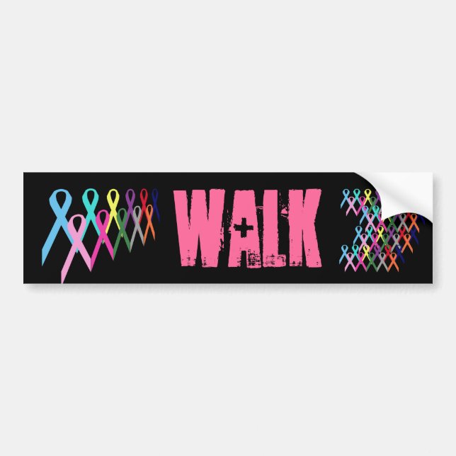 Awareness Ribbons Walk Bumper Sticker (Front)