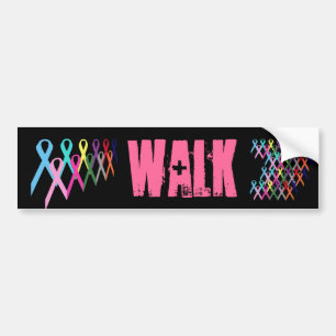 Awareness Ribbons Walk Bumper Sticker - Black 1