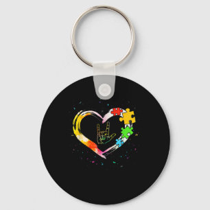 Awareness Special Ed Teacher Asl Sign Language Puz Keychain