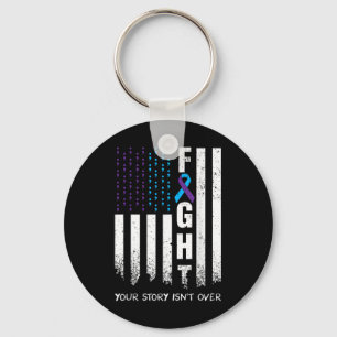 Awareness Suicide Prevention Ribbon Fight American Keychain
