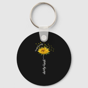 Awareness Sunflower Choose Kind Yellow Ribbon Asl Keychain