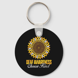 Awareness Sunflower Choose Kind Yellow Ribbon Asl Keychain