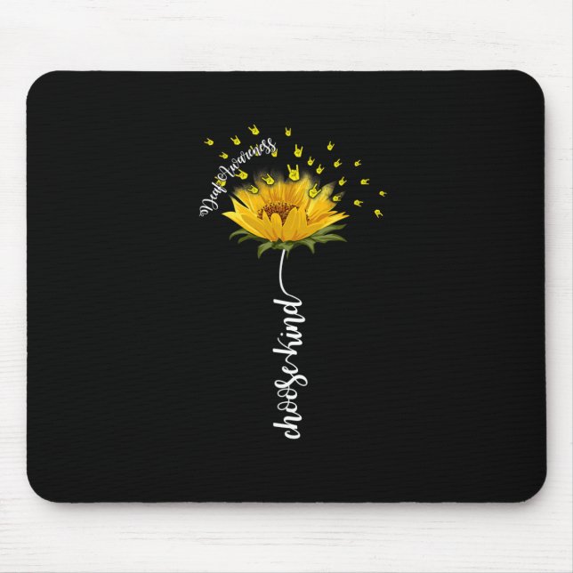 Awareness Sunflower Choose Kind Yellow Ribbon Asl  Mouse Pad (Front)