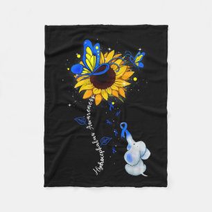 Awareness Sunflower Elephant Men Fleece Blanket