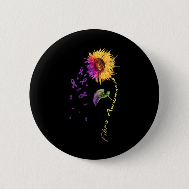 Awareness Sunflower Fibro  2 Inch Round Button (Front)