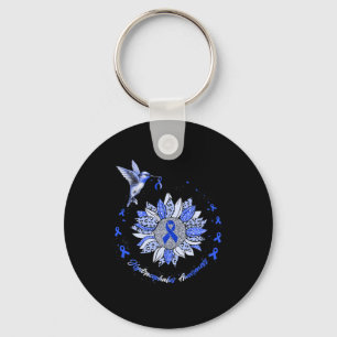 Awareness Sunflower Hummingbird Ribbon  Keychain