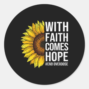 Awareness Sunflower With Faith Comes Hope Classic Round Sticker