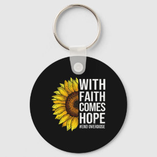 Awareness Sunflower With Faith Comes Hope Keychain