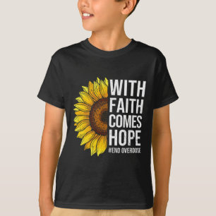 Awareness Sunflower With Faith Comes Hope T-Shirt
