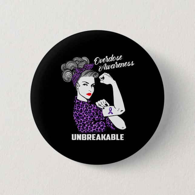 Awareness Support Fighting Women Warrior Leopard  2 Inch Round Button (Front)